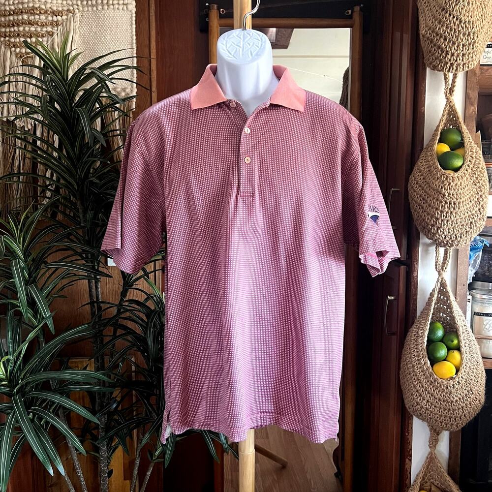 Peter Millar Links 20 Anniversary Golf Polo Mens M Pink Mercerized Cotton Shirt